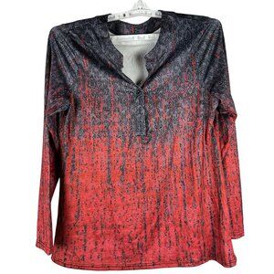 Red & Black Gradient Womens Long Sleeve Shirt Size M